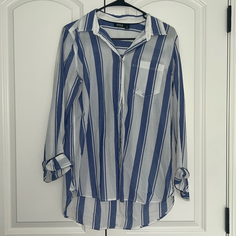 a.n.a Linen Womens Long Sleeve Oversized Button-Down Shirt